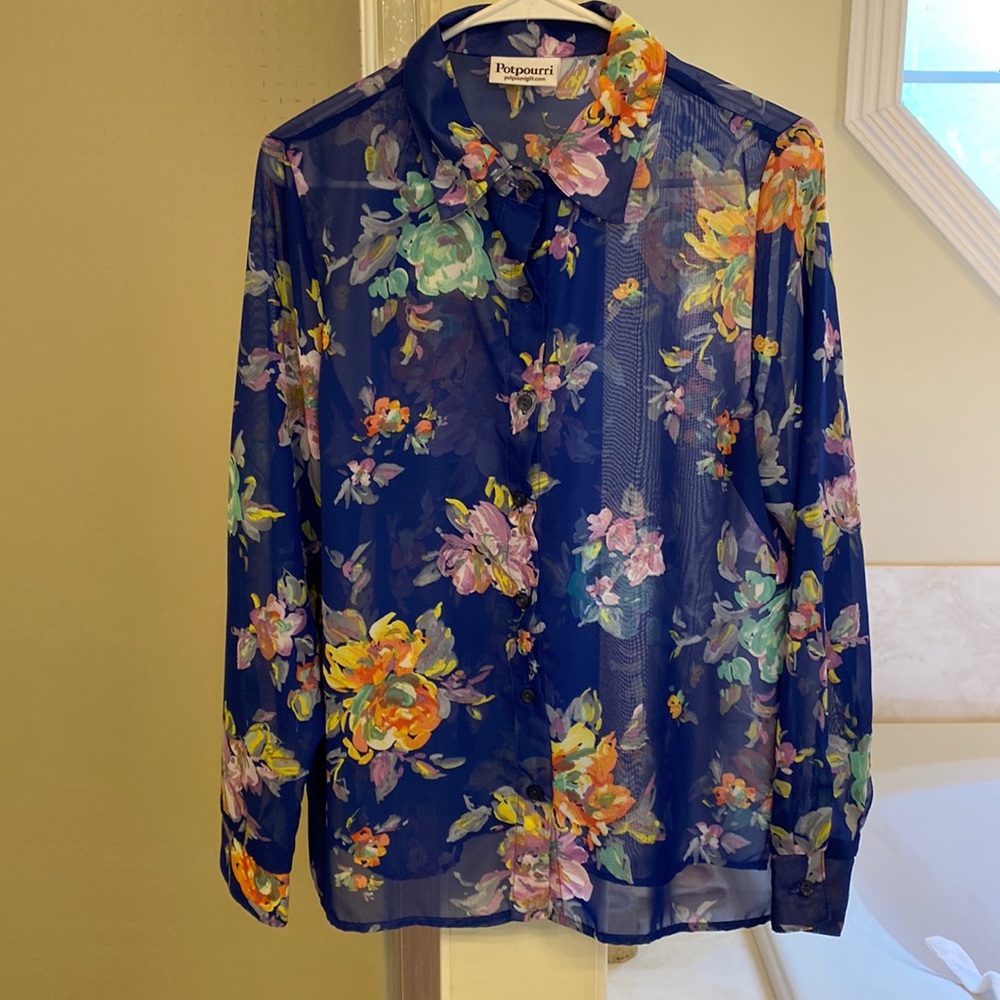 Sheer floral blouse